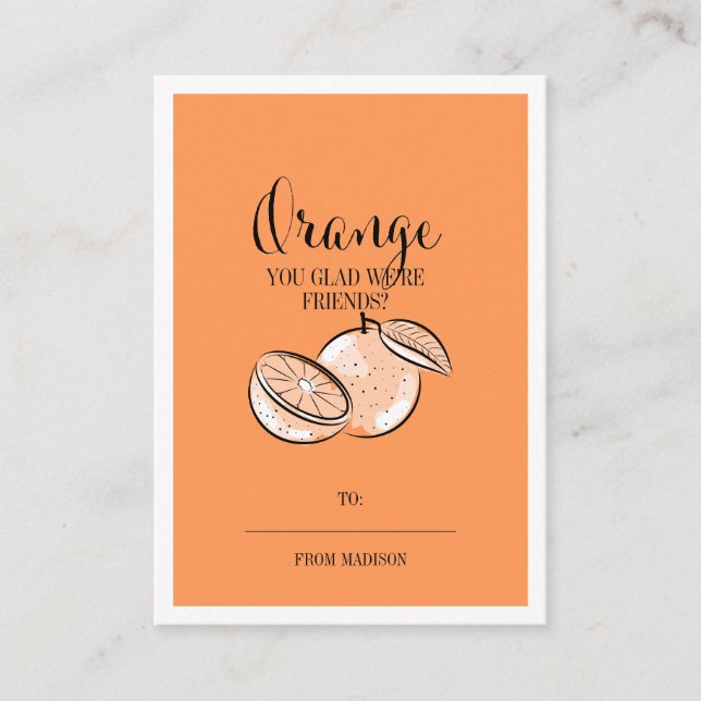Carte De Rendez-vous Amusante Pun Fruit Orange Classroom Valentine Card (Devant)