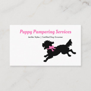Carte De Rendez-vous Animal Grooming Girls Rose Bow mignon Chien chiot