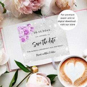 Carte de rendez-vous anniversaire argent rose viol
