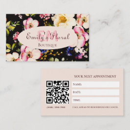 Carte De Rendez-vous Aquarelle rose Roses jaunes sur noir, Monogramme