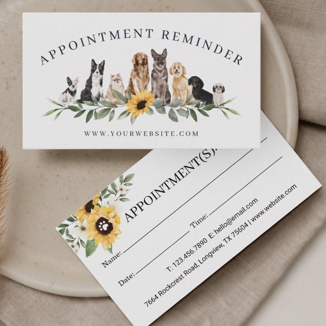 Carte De Rendez-vous Aquarelle Tournesols Chiens races Animaux Animaux  (Créateur téléchargé)