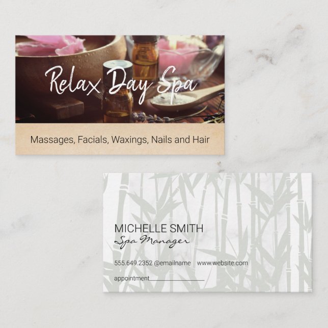 Carte De Rendez-vous Arôme spa Huiles Essentielles Salles de bain (Devant / Derrière)