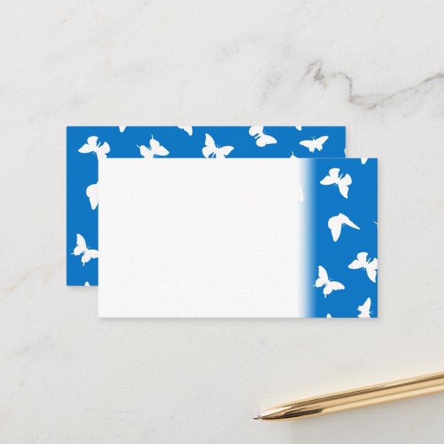Carte De Rendez-vous Arrière - plan bleu à papillon blanc Motif esthéti (Devant/Arrière en situation)
