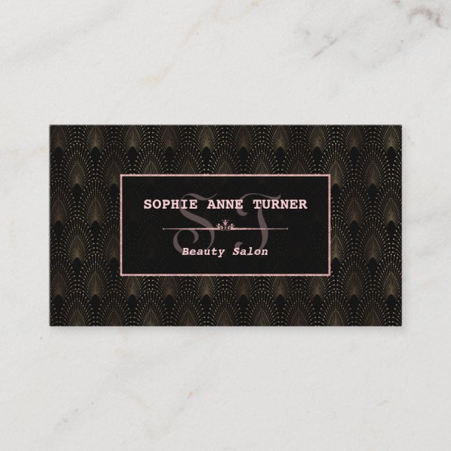 Carte De Rendez-vous Art Déco Rose Gold Monogram maquillage Artiste (Devant)