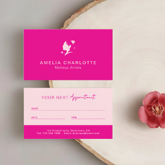 Carte De Rendez-vous Artistes de Maquillage Professionnels Rose Chaud M