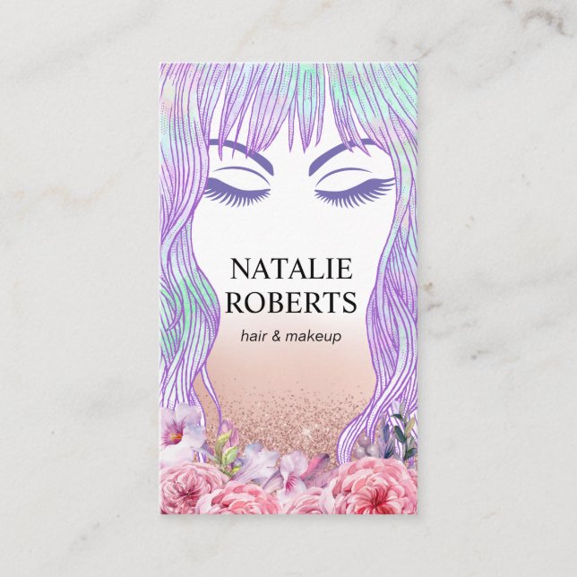 Carte De Rendez-vous Beauty Girl Maquillage Artiste Salon des cheveux F (Devant)