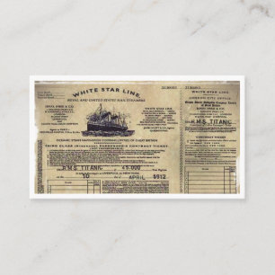 Carte De Rendez-vous Billet RMS Titanic 1912