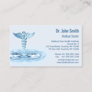 Carte De Rendez-vous Blue Hermes Rod Caduceus Water Riples Médicale