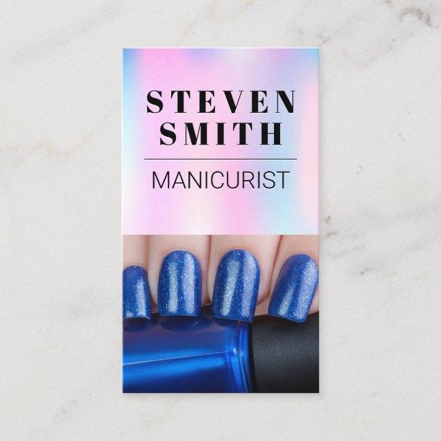 Carte De Rendez-vous Blue Nails polonais | Manicuriste (Devant)