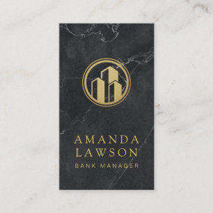 Carte De Rendez-vous Bouclier du pilier d'or Marbre noir Banques