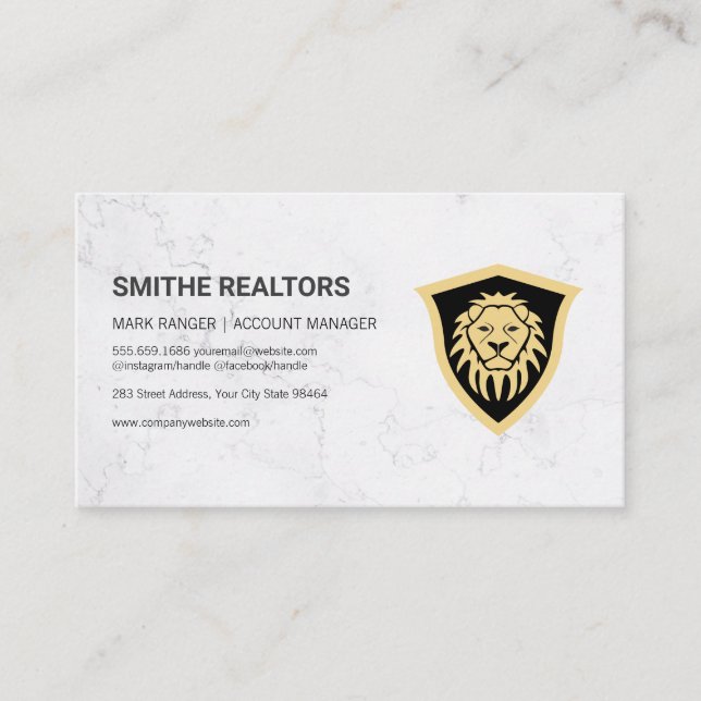 Carte De Rendez-vous Bouclier Lion| Finance | Investisseur immobilier (Devant)