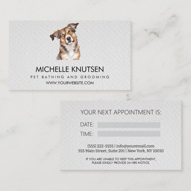 Carte de rendez-vous branchée pour animaux de comp (Devant / Derrière)