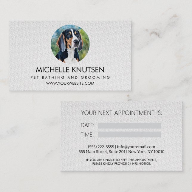 Carte de rendez-vous branchée pour animaux de comp (Devant / Derrière)