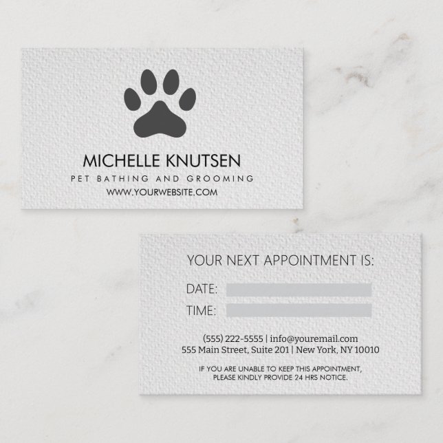 Carte de rendez-vous branchée pour animaux de comp (Devant / Derrière)