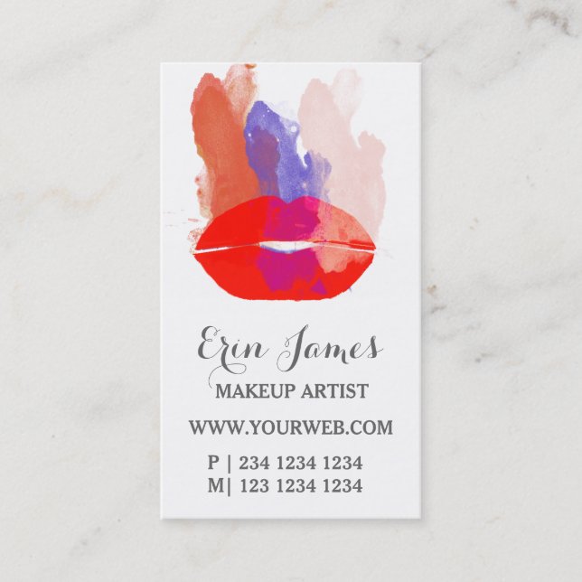 Carte De Rendez-vous Brochures couleur aquarelle Gras rouge (Devant)