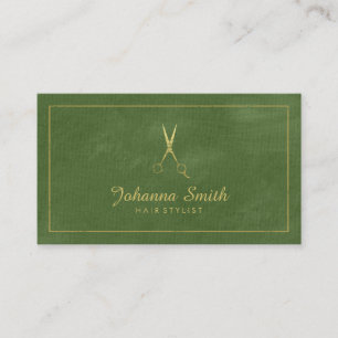 Carte De Rendez-vous Cadre de toile verte et styliste en coiffure d'or