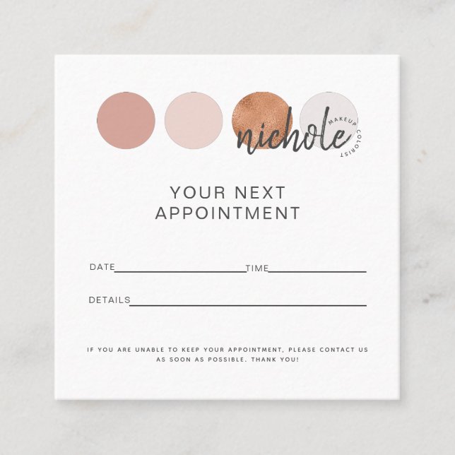 Carte De Rendez-vous Calligraphie moderne Artiste de maquillage féminin (Devant)