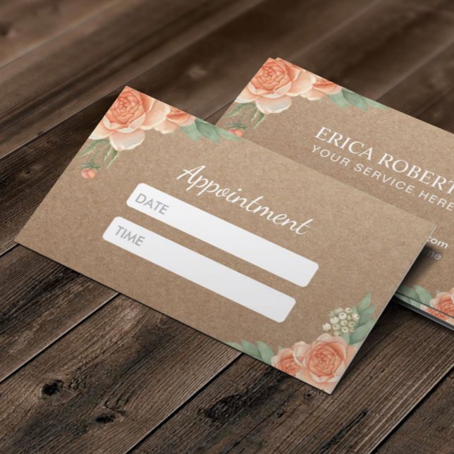 Carte De Rendez-vous Cheveux et maquillage Artiste Rustique Floral Rend (Créateur téléchargé)