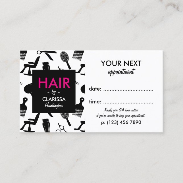 Carte de rendez-vous Chic Hair Stylist (Devant)