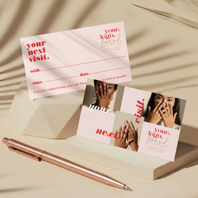 Carte De Rendez-vous Chic Moderne Minimal Logo Nail Salon Photo Collage (Chic Modern Minimal Logo Nail Salon Photo Collage Appointment Card)