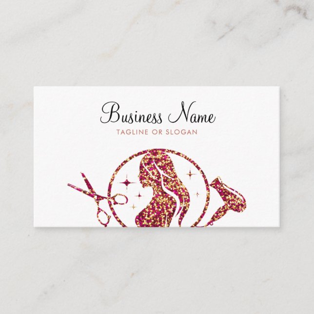 Carte De Rendez-vous Chic Rose Gold Parties scintillant femme coiffeur (Devant)