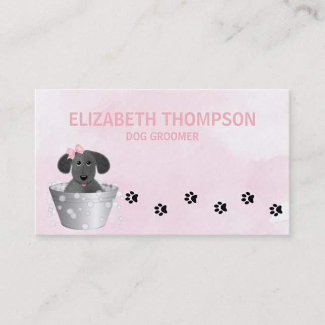 Carte De Rendez-vous Chien rose Grooming Chien Spa (Devant)