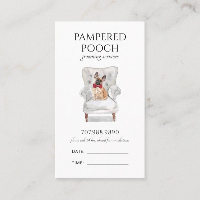 Carte De Rendez-vous Chien Spa Groomer Animal Sitter (Devant)