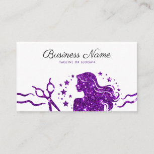 Carte De Rendez-vous Ciseaux à Parties scintillant violet chic Coiffeur
