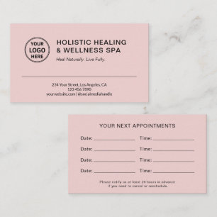 Carte De Rendez-vous Coach en santé holistique Thérapeute Rose