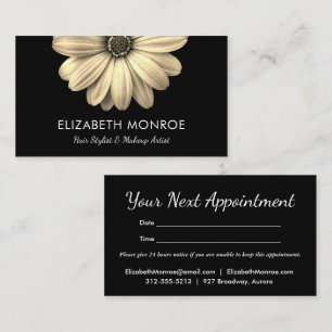 Carte De Rendez-vous Coiffeur de salon noir Daisy