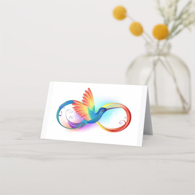 Carte De Rendez-vous Colibri arc-en-ciel avec symbole Infinity (Devant)