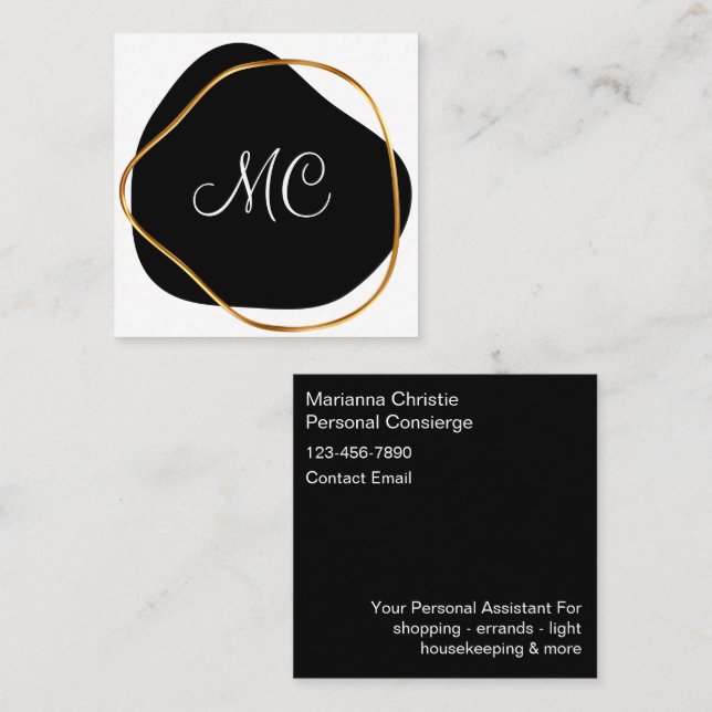 Carte De Rendez-vous Concierge personnel Classy Monogram (Devant / Derrière)