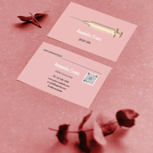 Carte De Rendez-vous Cosmetologue Syringe Botox Injections Rose rose