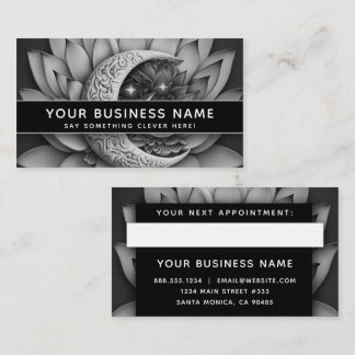 Carte De Rendez-vous Crescent noir et blanc Lune Lunaire Professionnel