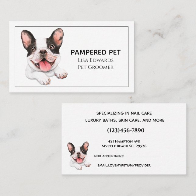 Carte De Rendez-vous Cute Chien Grooming White Business (Devant / Derrière)