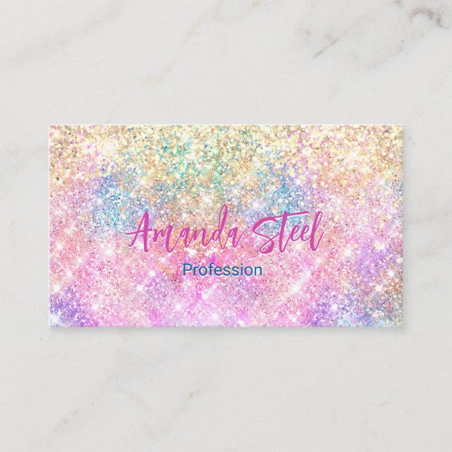 Carte De Rendez-vous Cute iridescente licorne or parties scintillant (Devant)