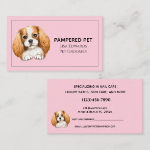 Carte de rendez-vous d'affaires rose pour chien mi