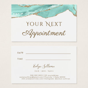 Carte de rendez-vous d'agent Aquamarine