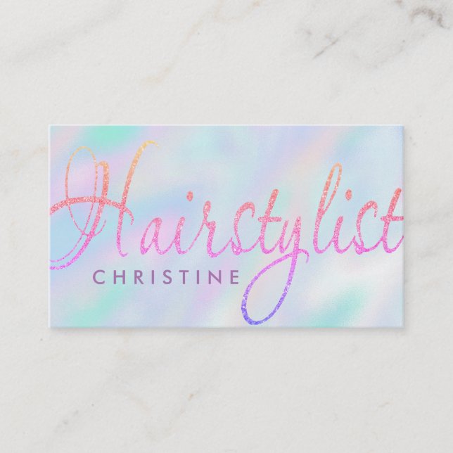 carte de rendez-vous de coiffure fausse iridescent (Devant)