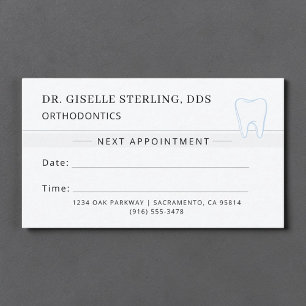 Carte de rendez-vous de dentiste orthodontique