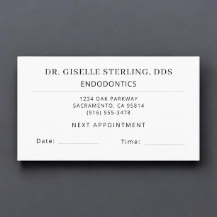 Carte de rendez-vous de dentisterie endodontique