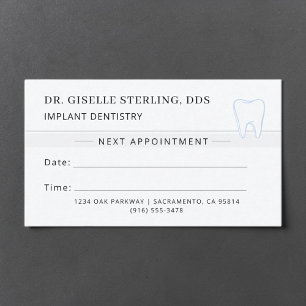 Carte de rendez-vous de dentisterie implantaire