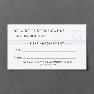 Carte de rendez-vous de dentisterie pédiatrique