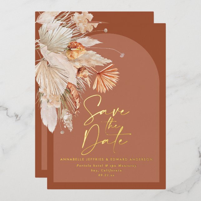 carte de rendez-vous de mariage en gazon de pampa  (Recto/Verso)
