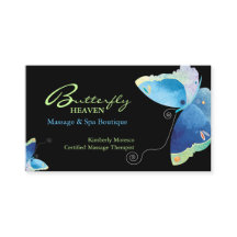 Carte de rendez-vous de massage aux papillons bleu