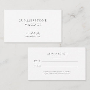 Carte de rendez-vous de massage simple