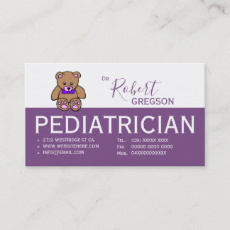 Carte de rendez-vous de pédiatre Ours en peluche V