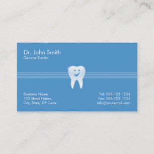 Carte De Rendez-vous Dent de sourire brillante bleue de dentiste
