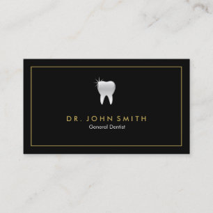 Carte De Rendez-vous Dent d'or de noir de cadre de dentiste dentaire