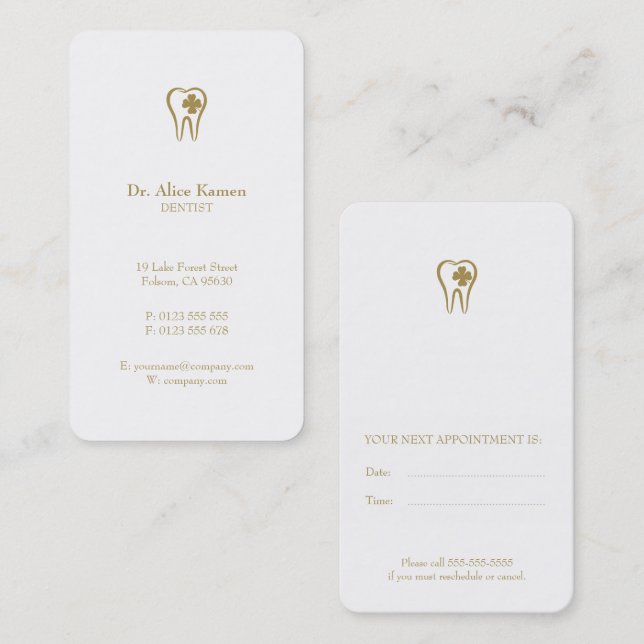 Carte de rendez-vous dentaire | Dentiste rose (Devant / Derrière)